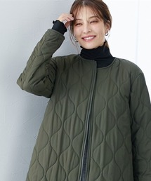 slattgir（スラットジール）の「高身長　吸湿発熱中わたキルティングロングコート（トールサイズ）（ノーカラーコート）」