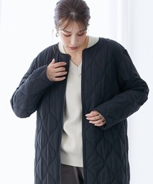 slattgir（スラットジール）の「高身長　吸湿発熱中わたキルティングロングコート（トールサイズ）（ノーカラーコート）」