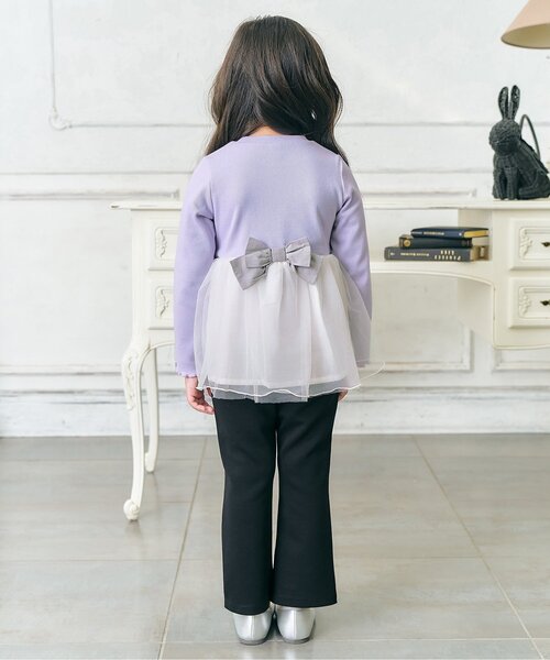 apres les cours（アプレレクール）の「【ジュニア対応】ネコモチーフチュールドッキングトップス（Tシャツ/カットソー・キッズ・ブラック/アイボリー・80/90/100/110/120/130/140）」の4枚目の写真