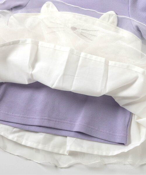 apres les cours（アプレレクール）の「【ジュニア対応】ネコモチーフチュールドッキングトップス（Tシャツ/カットソー・キッズ・ブラック/アイボリー・80/90/100/110/120/130/140）」の13枚目の写真