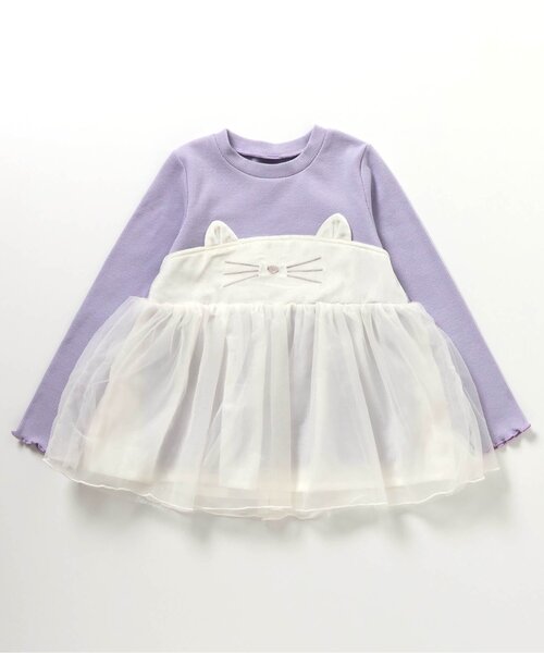 apres les cours（アプレレクール）の「【ジュニア対応】ネコモチーフチュールドッキングトップス（Tシャツ/カットソー・キッズ・ブラック/アイボリー・80/90/100/110/120/130/140）」の14枚目の写真