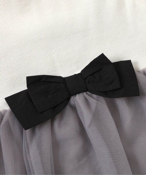 apres les cours（アプレレクール）の「【ジュニア対応】ネコモチーフチュールドッキングトップス（Tシャツ/カットソー・キッズ・ブラック/アイボリー・80/90/100/110/120/130/140）」の18枚目の写真