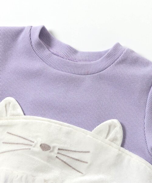 apres les cours（アプレレクール）の「【ジュニア対応】ネコモチーフチュールドッキングトップス（Tシャツ/カットソー・キッズ・ブラック/アイボリー・80/90/100/110/120/130/140）」の19枚目の写真