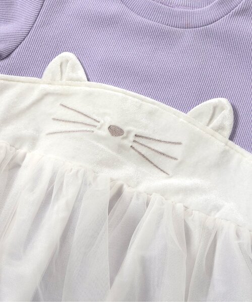 apres les cours（アプレレクール）の「【ジュニア対応】ネコモチーフチュールドッキングトップス（Tシャツ/カットソー・キッズ・ブラック/アイボリー・80/90/100/110/120/130/140）」の20枚目の写真