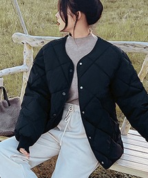 LAFFMO（ラフモ）の「ノーカラーミドル丈キルティングジャケット（ダウンジャケット/コート）」