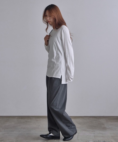 c/est(シーエ)の「c/est/シーエ CECILY フィッシュテール クルーネックロンT 秋物 秋服 2026年秋冬(Tシャツ/カットソー・レディース・ホワイト/ブラック・FREE)」の16枚目の写真