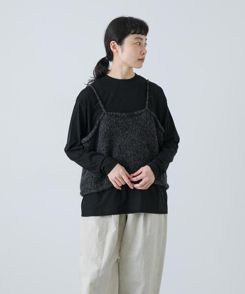 かぐれ（カグレ）の「アルパカウールブークレニットキャミソール（ニット/セーター・レディース・ライトベージュ/チャコールグレー・FREE）」の10枚目の写真