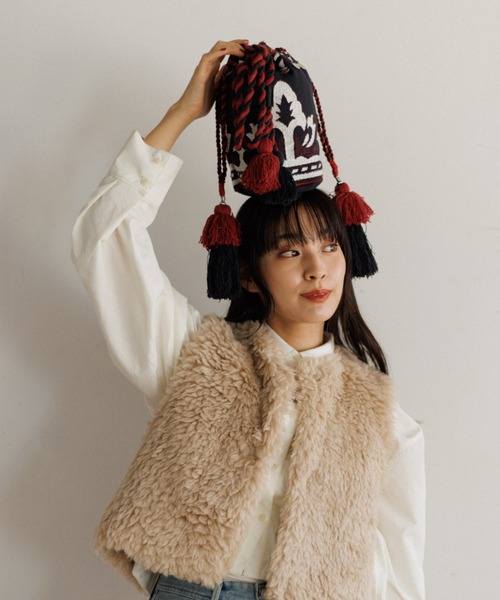 AMERICAN RAG CIE(アメリカンラグシー)の「【MEN , WOMEN】LEIN マティ幾何学柄刺繍ドロストバッグ(ショルダーバッグ・レディース・ベージュ/ブラック・FREE)」の11枚目の写真