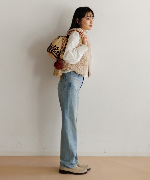 AMERICAN RAG CIE(アメリカンラグシー)の「【MEN , WOMEN】LEIN マティ幾何学柄刺繍ドロストバッグ(ショルダーバッグ・レディース・ベージュ/ブラック・FREE)」の6枚目の写真