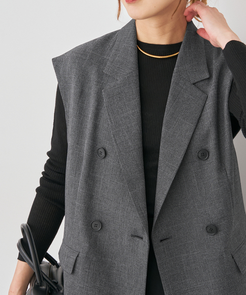 【超美品】Spick and Span グレー ダブルブレストジレ ジャケット Spick＆Span ベスト ジレ 「追加」メランジダブルブレストジレ