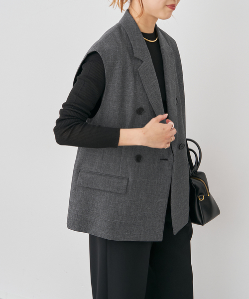 カラーミックスツィードダブルブレストジレ（その他アウター）｜Spick