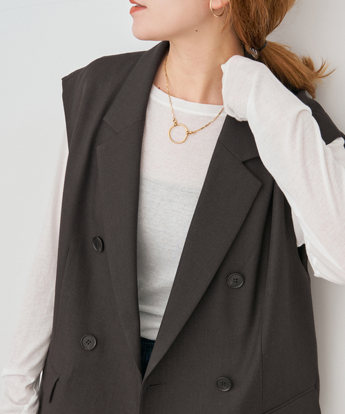 カラーミックスツィードダブルブレストジレ（その他アウター）｜Spick