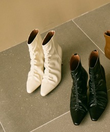 Lutim by u | Gathered design heel boots / ギャザーデザインヒールブーツ(ブーツ)