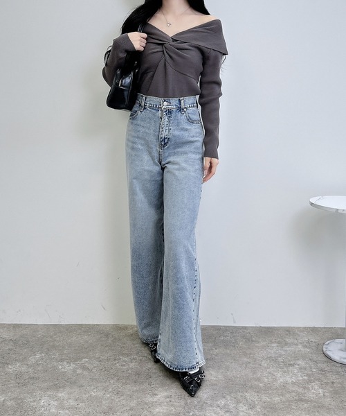 INGNI(イング)の「フロントツイストオフショルニット(ニット/セーター・レディース・ボルドー/オフホワイト/チャコールグレー/ブラック・M)」の19枚目の写真