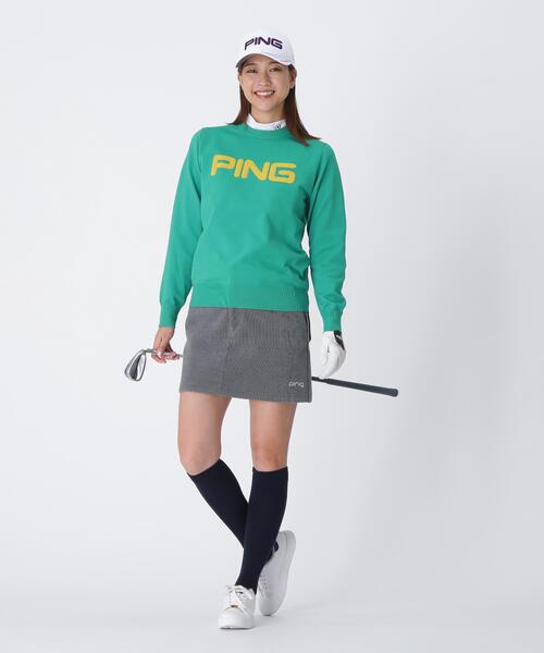 【ネイビー】全方向ストレッチ ニットコーデュロイ台形スカート <LADIES LINE> (LADIES) セール】【PING APPAREL】全方向ストレッチ ニットコーデュロイ台形