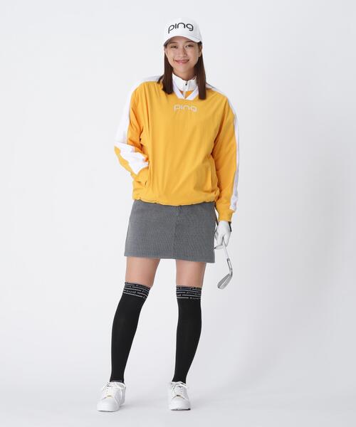 【ホワイト】全方向ストレッチ ニットコーデュロイ台形スカート <LADIES LINE> (LADIES) セール】【PING APPAREL】全方向ストレッチ ニットコーデュロイ台形