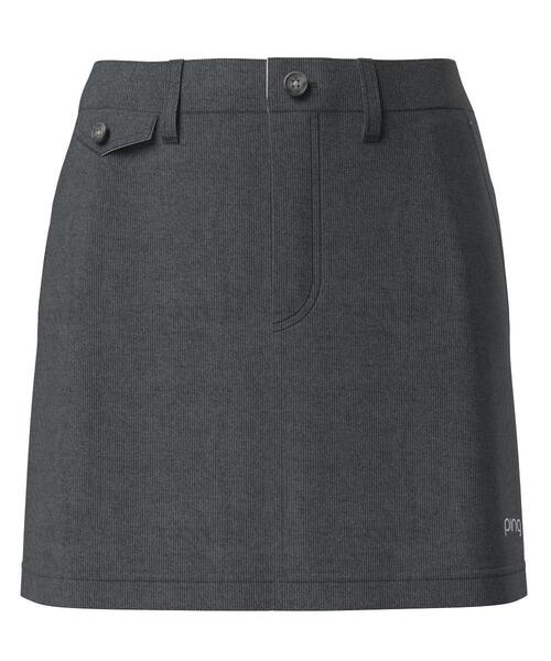 【グレー】全方向ストレッチ ニットコーデュロイ台形スカート <LADIES LINE> (LADIES) セール】【PING APPAREL】全方向ストレッチ ニットコーデュロイ台形