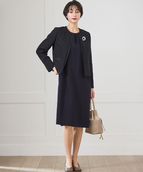 23区 S（ニジュウサンクチイサイサイズ）の「トリアセダブルジョーゼット シフォンスリーブ ワンピース（ワンピース・レディース・ネイビー系・32）」の5枚目の写真