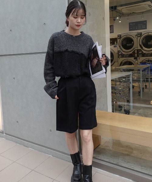 CORNERS（コーナーズ）の「フリンジ配色ふわふわニット（ニット/セーター・レディース・チャコールグレー/ベージュ/ブラウン/ミント・FREE）」の15枚目の写真