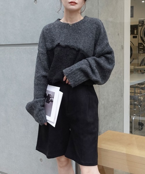 CORNERS（コーナーズ）の「フリンジ配色ふわふわニット（ニット/セーター・レディース・チャコールグレー/ベージュ/ブラウン/ミント・FREE）」の16枚目の写真