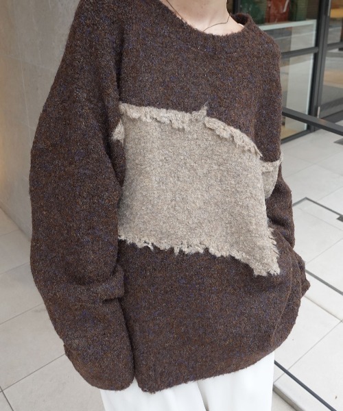 CORNERS（コーナーズ）の「フリンジ配色ふわふわニット（ニット/セーター・レディース・チャコールグレー/ベージュ/ブラウン/ミント・FREE）」の22枚目の写真