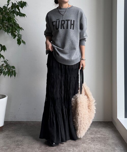 DouDou（ドゥドゥ）の「【WEB限定】裏起毛ヘムラインロゴトップス（Tシャツ/カットソー・レディース・ベージュ/グレー/ブルー・FREE）」の5枚目の写真