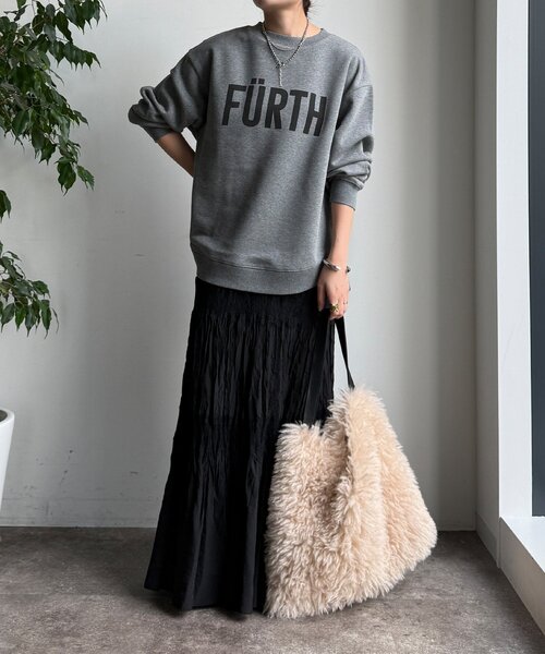 DouDou（ドゥドゥ）の「【WEB限定】裏起毛ヘムラインロゴトップス（Tシャツ/カットソー・レディース・ベージュ/グレー/ブルー・FREE）」の7枚目の写真