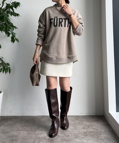 DouDou（ドゥドゥ）の「【WEB限定】裏起毛ヘムラインロゴトップス（Tシャツ/カットソー・レディース・ベージュ/グレー/ブルー・FREE）」の16枚目の写真