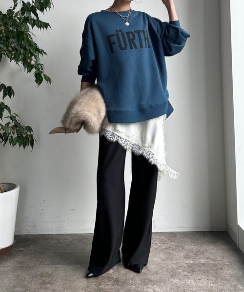 DouDou（ドゥドゥ）の「【WEB限定】裏起毛ヘムラインロゴトップス（Tシャツ/カットソー・レディース・ベージュ/グレー/ブルー・FREE）」の22枚目の写真