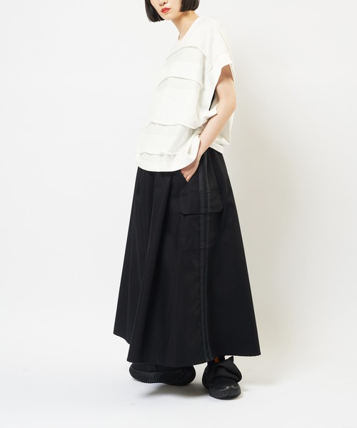 gomme（ゴム）の「サイドラインフレアスカート（スカート・レディース・ブラック・MEDIUM）」の15枚目の写真