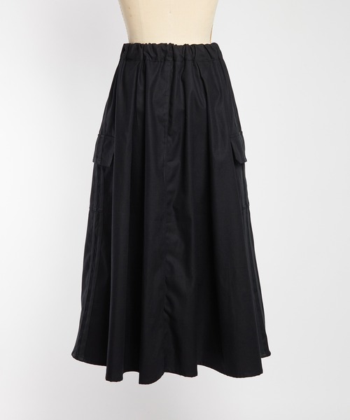 gomme（ゴム）の「サイドラインフレアスカート（スカート・レディース・ブラック・MEDIUM）」の7枚目の写真