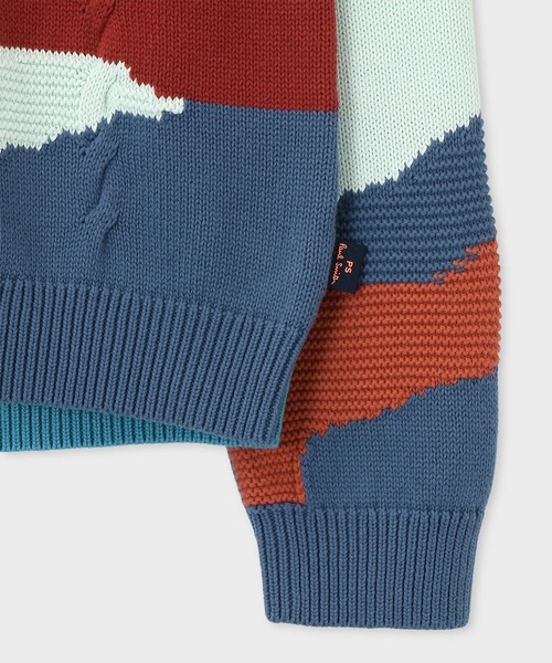 PS Paul Smith（ピーエスポールスミス）の「"Mountains" インターシャ クルーネックニット / 252405 477Z（ニット/セーター・メンズ・ブルー/オレンジ・MEDIUM/LARGE/X-LARGE）」の5枚目の写真