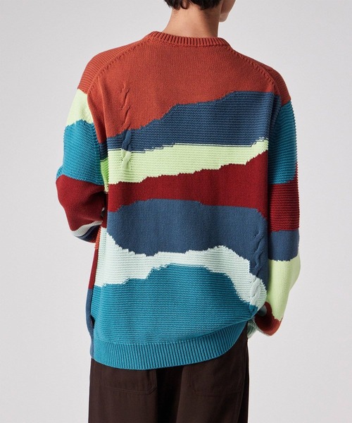 PS Paul Smith（ピーエスポールスミス）の「"Mountains" インターシャ クルーネックニット / 252405 477Z（ニット/セーター・メンズ・ブルー/オレンジ・MEDIUM/LARGE/X-LARGE）」の13枚目の写真