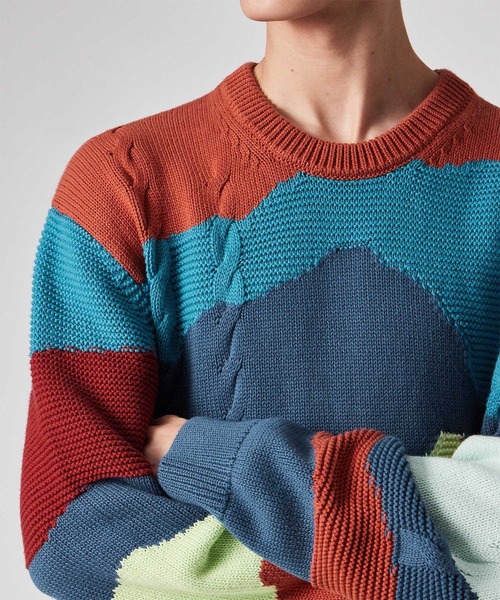 PS Paul Smith（ピーエスポールスミス）の「"Mountains" インターシャ クルーネックニット / 252405 477Z（ニット/セーター・メンズ・ブルー/オレンジ・MEDIUM/LARGE/X-LARGE）」の14枚目の写真