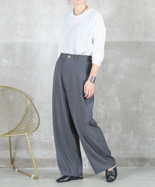CLOVER DEPOT(クローバーデポ)の「カーブデザインハイウエストパンツ(CLOVER DEPOT)(その他パンツ・レディース・ブラウン/チャコール/ブラック・M/L)」の5枚目の写真