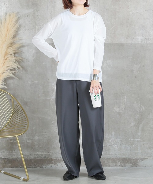 CLOVER DEPOT(クローバーデポ)の「カーブデザインハイウエストパンツ(CLOVER DEPOT)(その他パンツ・レディース・ブラウン/チャコール/ブラック・M/L)」の7枚目の写真