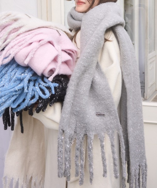 mellowneon（メロウネオン）の「グリッターラメボリュームマフラー（マフラー・レディース・ピンク/グレー/ブルー/アイボリー/ブラック/ブラウン/ボルドー・FREE）」の21枚目の写真