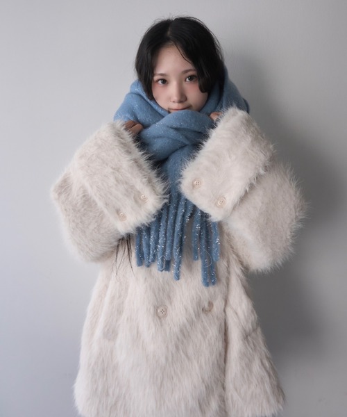 mellowneon（メロウネオン）の「グリッターラメボリュームマフラー（マフラー・レディース・ピンク/グレー/ブルー/アイボリー/ブラック/ブラウン/ボルドー・FREE）」の14枚目の写真