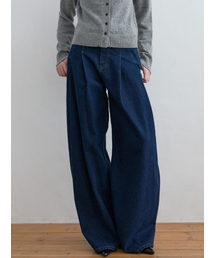 Curved Seam Wide Jeans Indigo