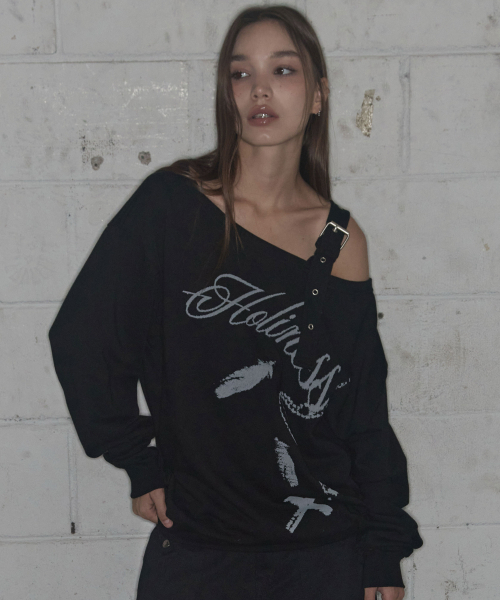 FANCY CLUB(ファンシークラブ)の「ワンショルダーバックルスウェットシャツ (ブラック)_F24ZB063(スウェット・レディース・その他・ONE)」の3枚目の写真