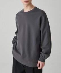 フラットテリーオーバーサイズダブルレイヤースウェットシャツ[ガンメタル]