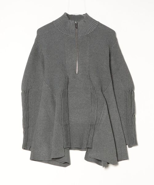 UN3D.（アンスリード）の「UN3D./アンスリード/PIN TUCK HALF ZIP TOP/ピンタックハーフジップトップ（ニット/セーター・レディース・ブラック/グレー・36）」の2枚目の写真
