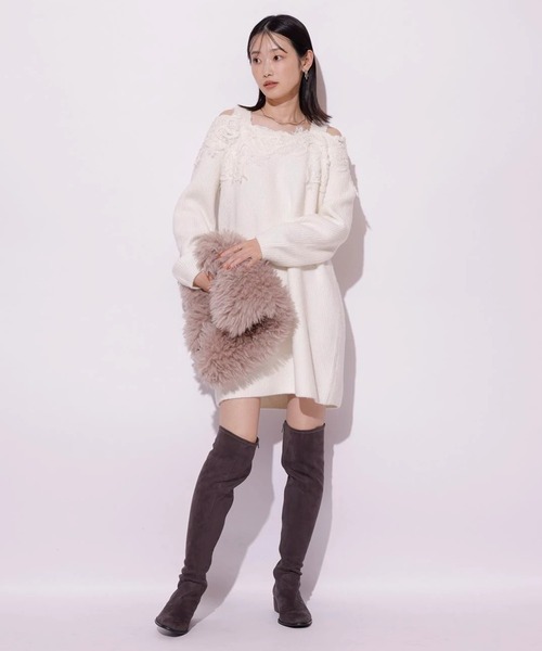 レースオフショルニットワンピ（ワンピース）｜Mystrada（マイ