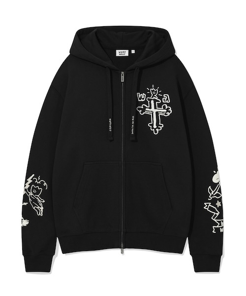 Wacky WiLLy(ワッキーウィリー)の「GRAFFITI GRAPHIC HOODIE(パーカー・メンズ・ブラック/グレー・SMALL/X-SMALL/X-LARGE/LARGE/MEDIUM)」の4枚目の写真