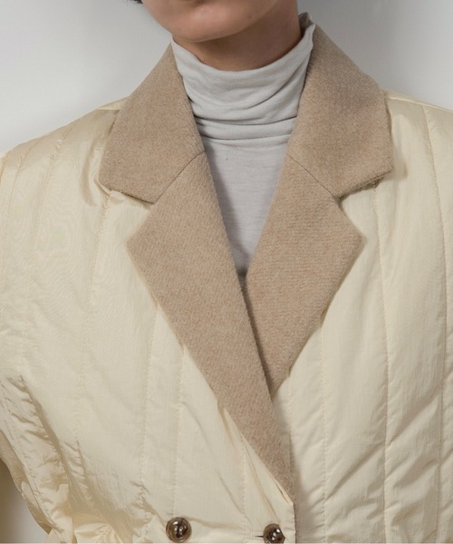 セール】stripe quilting dual texture jacket coat / ストライプ