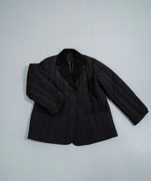 セール】stripe quilting dual texture jacket coat / ストライプ
