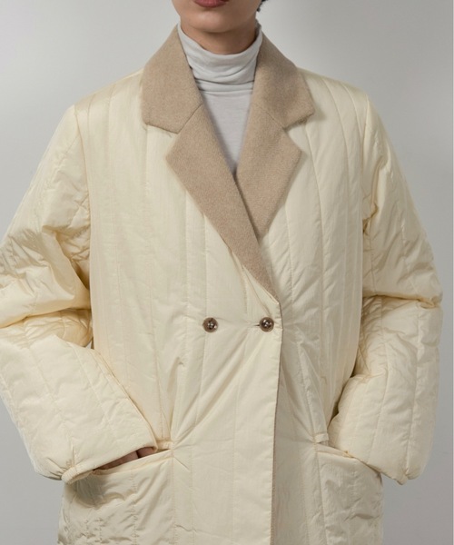 セール】stripe quilting dual texture jacket coat / ストライプ