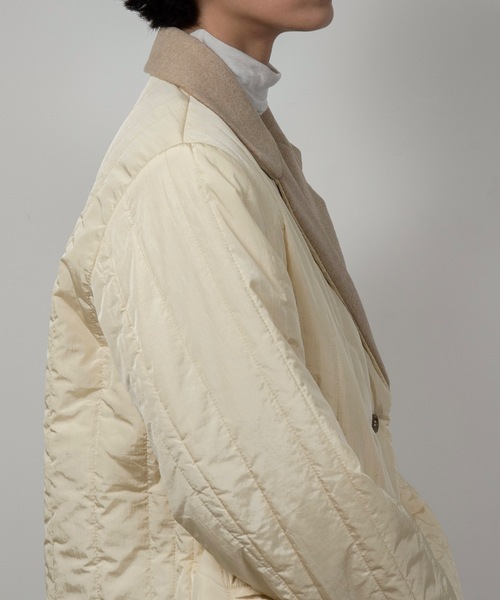 セール】stripe quilting dual texture jacket coat / ストライプ
