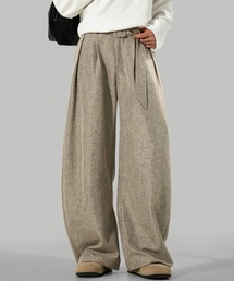 TOBEE（トゥビー）の「【TOBEE】タック バレル ワイド スラックスパンツ /裏起毛 ベルテッド（スラックス）」