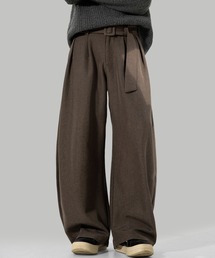 TOBEE（トゥビー）の「【TOBEE】ツータックベルト バレルレッグ ワイドスラックスパンツ（2タイプ レギュラー / 裏起毛）（スラックス）」